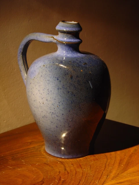 bouteille topette grés Normand Noron la poterie vernissé bleu