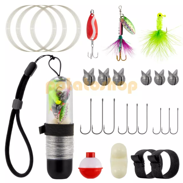 NEW SURVIVAL FISHING kit mini pocket reel bug out camping hiking