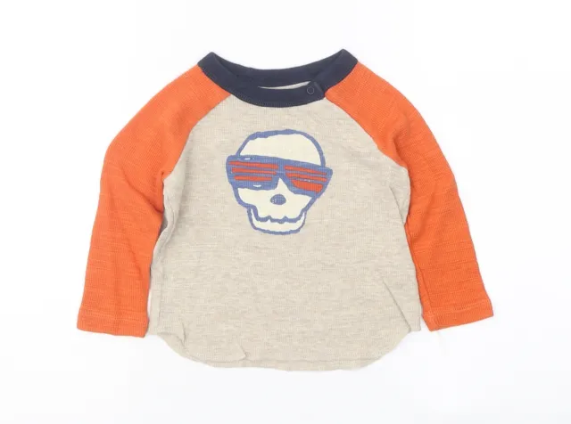Gap Boys Multicoloured 100% Cotton Basic T-Shirt Size 6-9 Months Round Neck Snap