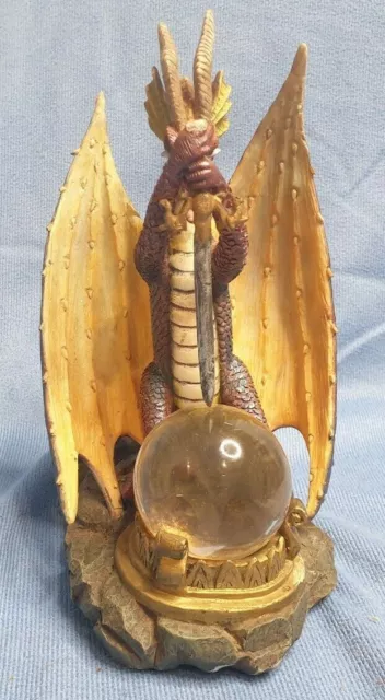 Dragon with Large Orb and Sword Ornament Statue Figurine Sculpture 20cm