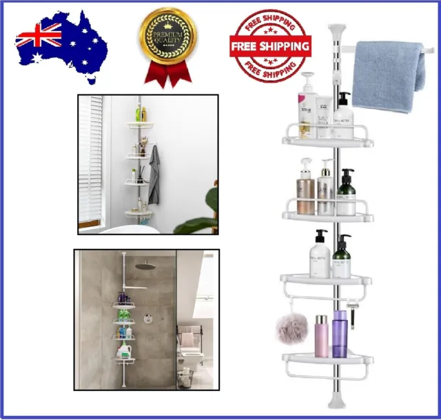 4 Tier Stainless Steel Adjustable Bathroom Shower Caddy Corner Shelf Storage AU