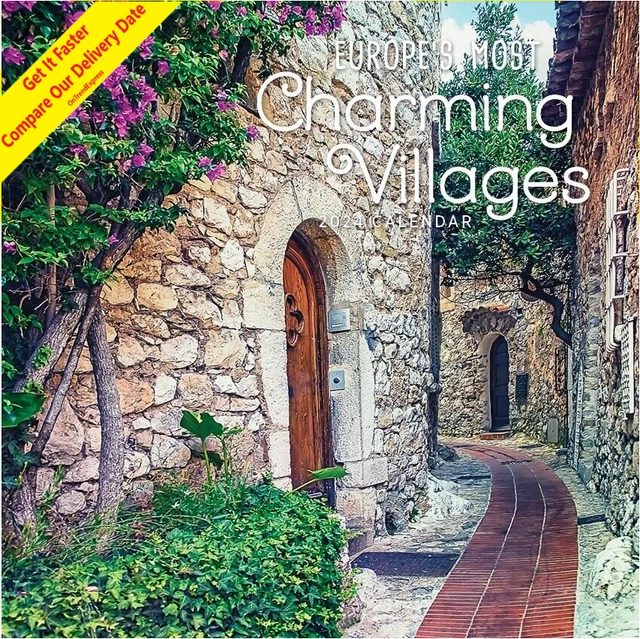 2024 Calendar Europe's Most Charming Villages Square Wall Paper Pocket 30 x 60cm