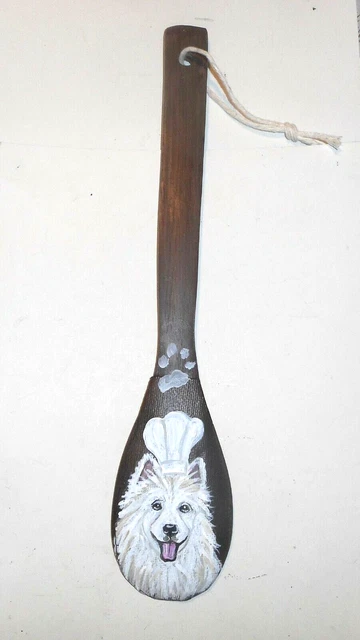 Samoyed Dog chef Hand Painted Decorative Collectible Wooden Spoon Kitchen Decor