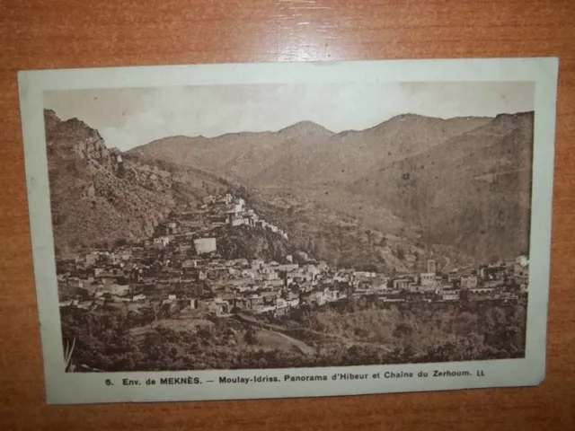 CPA : ENV. DE MEKNES Moulay-Idriss panorama d'Hibeur et chaÃ®ne du Zerho