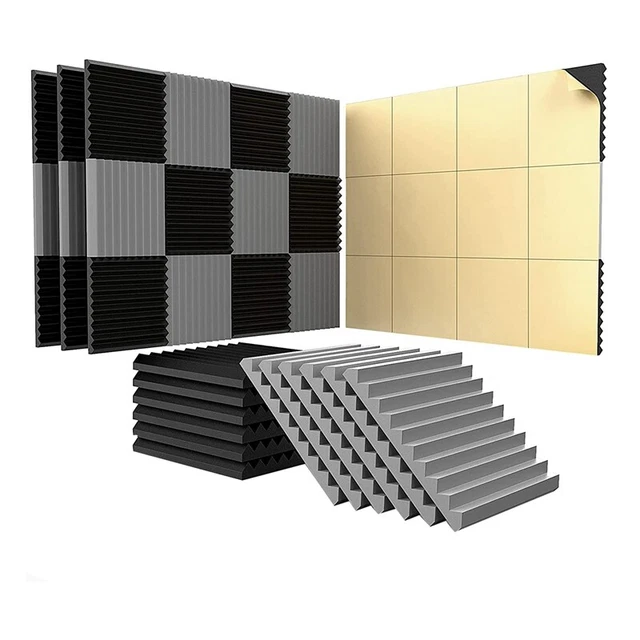 24 pz piastre acustiche autoadesive, 1 x 30,5 x 30,5 cm insonorizzate L5Q8