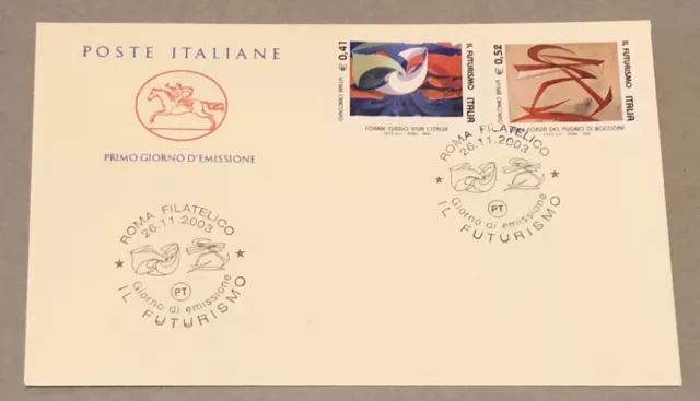 Italien 2003 Der Futurismus Umschlag FDC Ersten Tag Ersttagsbrief Post Italiane