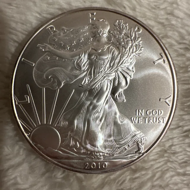 2010 Silver Eagle One Once Silver Dollar!  Bu! In Holder #6. Looks Perfect!