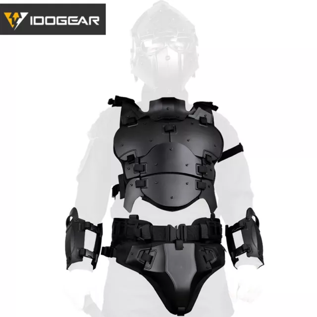 IDOGEAR Tactical Vest MOLLE Protective Armor Suit w/ Elbow Pads Buckle Belt Gear