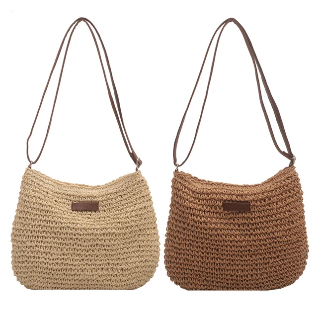 Straw Crossbody Bag Women Summer Beach Holiday Female Shoulder Handbag Purses FS