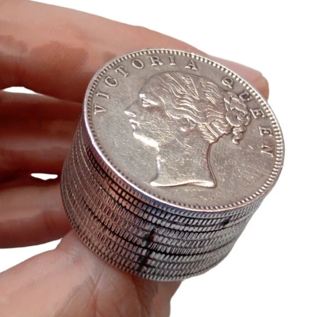 *HH* Scatolina Moneta 1 Rupee Regina Vittoria Box Portagioie Victoria Queen Coin