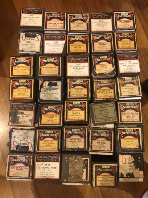 Vintage Pianola Rolls Bulk lot: Mastertouch, Sutton’s,and Broadway