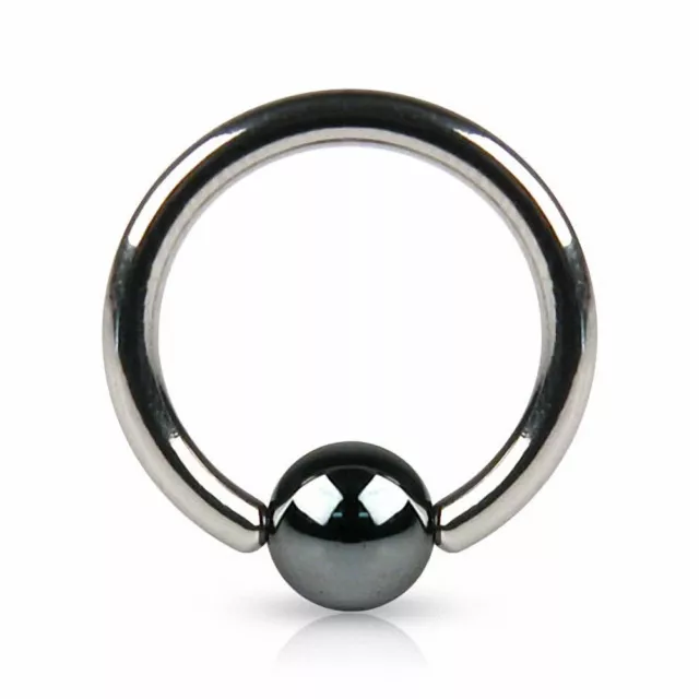 Piercing anneau boule hématite