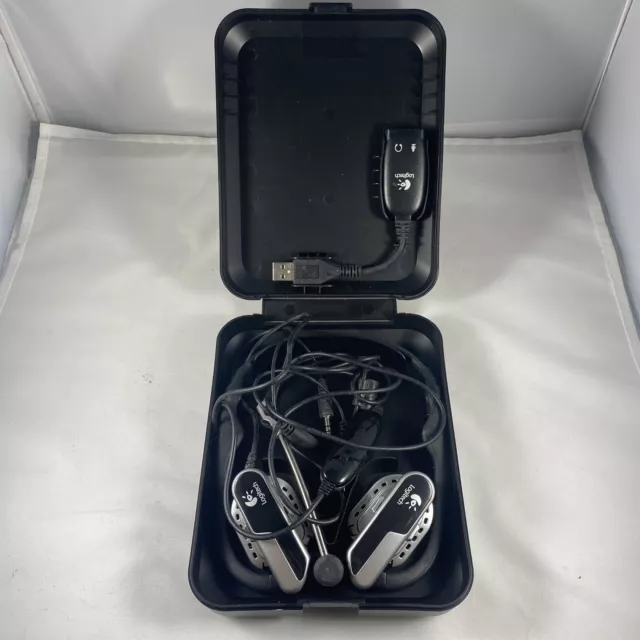 Logitech A-5572A Premium Notebook Headset PC With Travel Storage Case Untested