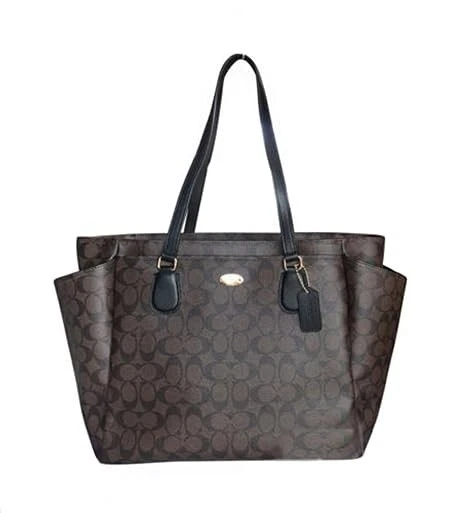 COACH Large Travel Bag Baby Diaper Tote Signature Canvas Logo Brown/Black F35414