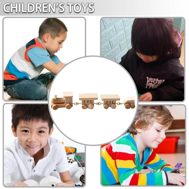 Dollhouse Mini Wooden Train Cartoon Model Children's Toy Decoration C