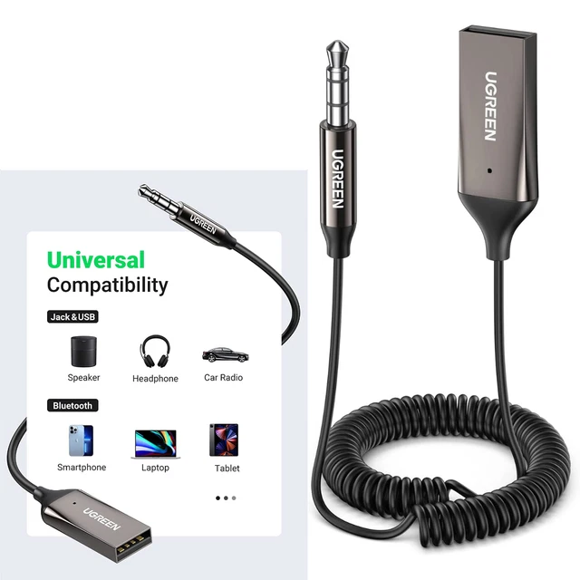 UGREEN BLUETOOTH AUX Adapter Car Aux Bluetooth v5.0 Receiver Wireless