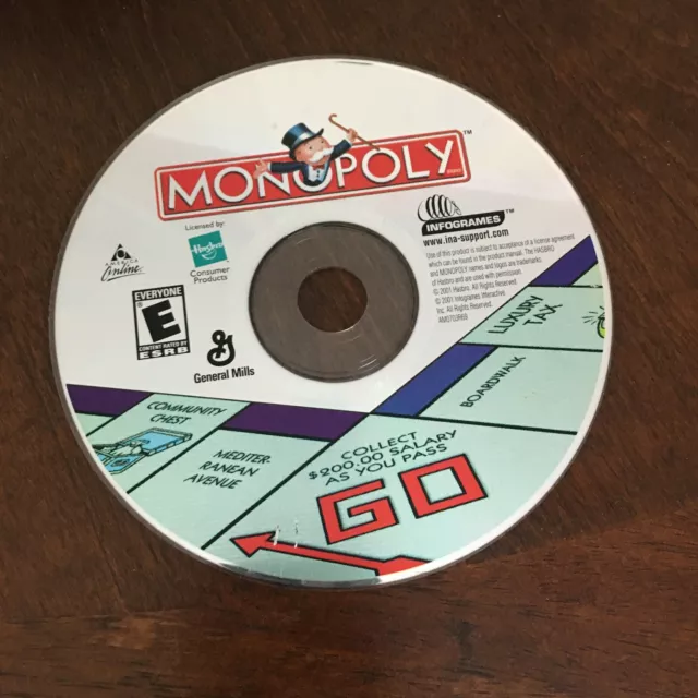 Monopoly Promo Game CD-ROM 2001 General Mills AOL Hasbro Infogrames untested