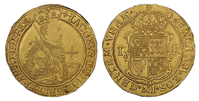 England James I. (1604-05)-(lis) AV Unite. NGC MS61. KM 28; SCBC-2618