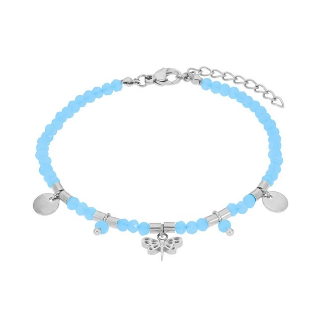 Bracelet Dauphin Avec Pierres Bleues En Argent 925 - Occasion Poinçonné