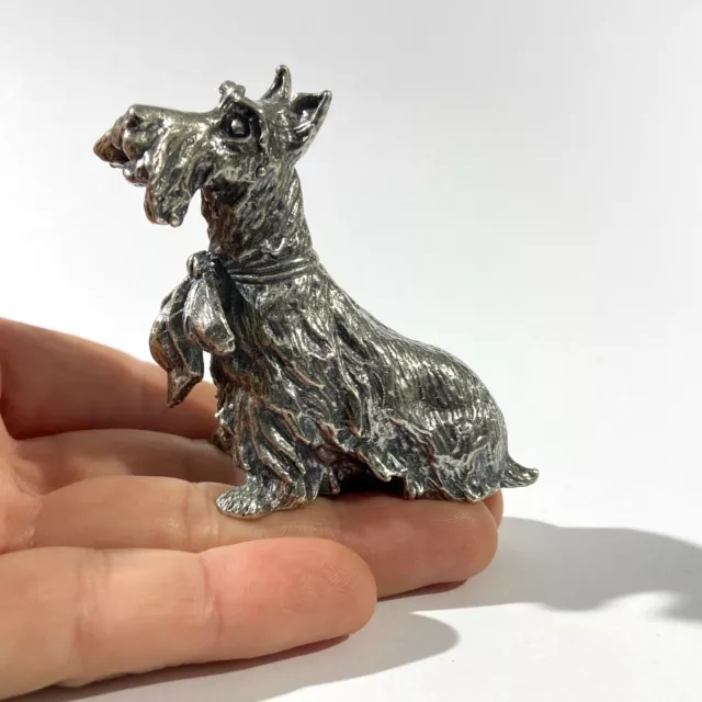 Heavy vintage sterling silver Schnauzer miniature ,  hallmarked italian figurine