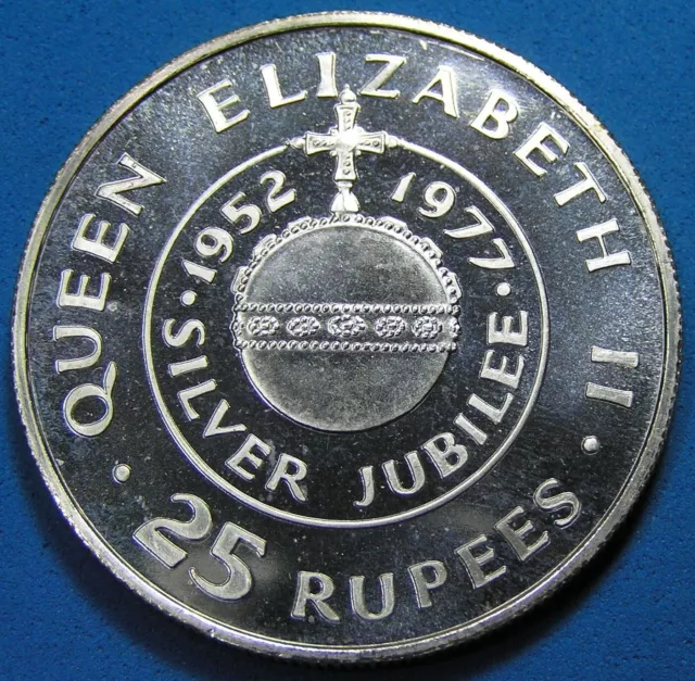 Seychelles 25 Rupees .925 Silver Coin 1977 Proof, Queen's Silver Jubilee KM#-38a