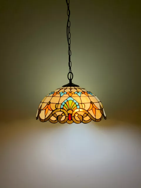 Tiffany Pendant Lamp 16in, Leadglass Stained Glass for Living Restaurant Bar 3