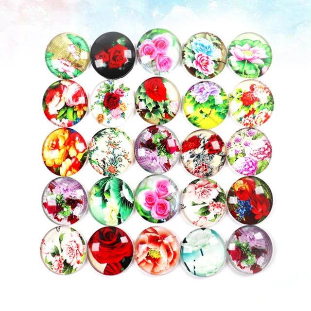 2x Flatback Cabochons Dome Cabochons Glas Snap Charme Schmuck 9