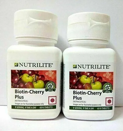 2 x 60 comprimés Amway Nutrilite Biotin-Cherry Plus - Pour cheveux, peau et...