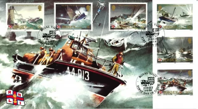 Jersey First Day Cover Postcard June1984 RNLI Jersey Centenary Royal Visit FDC