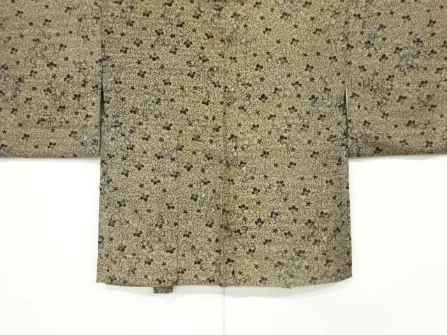 6154626: Japanese Kimono / Antique Haori / Tsumugi / Paulownia Arabesque