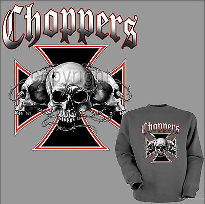 Biker Sweatshirt Choppers Rocker Pullover Totenkopf Skull gothic *4087 gr