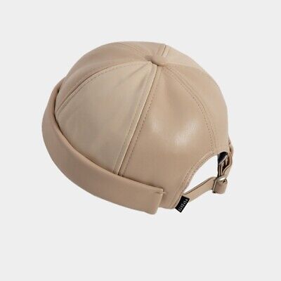 Unisex Skullcap SAILOR HAT GIUNZIONE PU pelle Beanie Cap laminati polsino brimless 