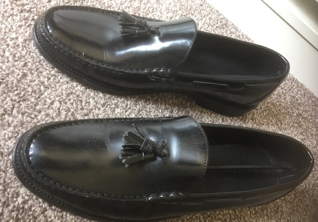 Mocassini slip on da uomo M & S SARTORIAL neri in pelle UK 10