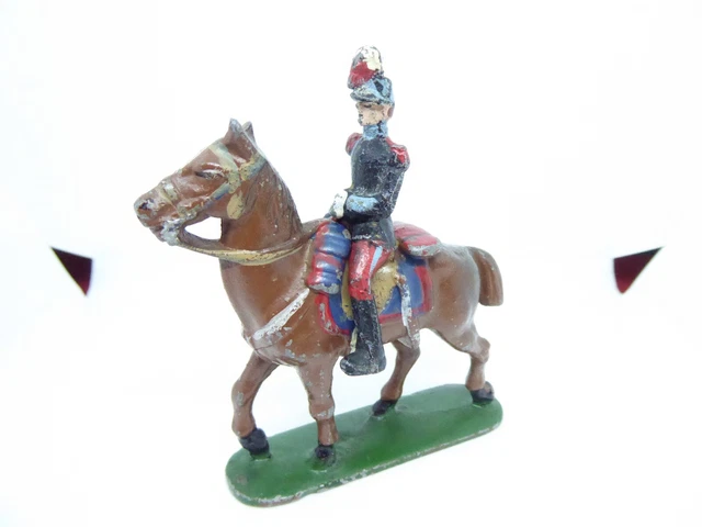Figurine Quiralu : Cavalier Général à Cheval, Képi Rouge, Aluminium Peint, 78mm