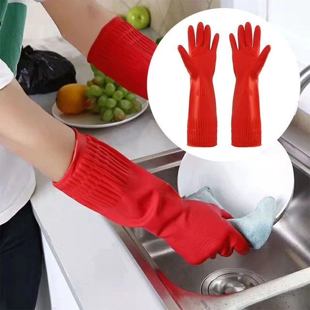 1 Pair Waterproof Heavy Duty Rubber Gloves Protective Gauntlets  Kitchen