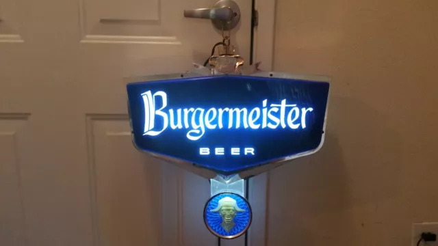 Vintage BURGERMEISTER Beer Pub Sign Lighted and Spins