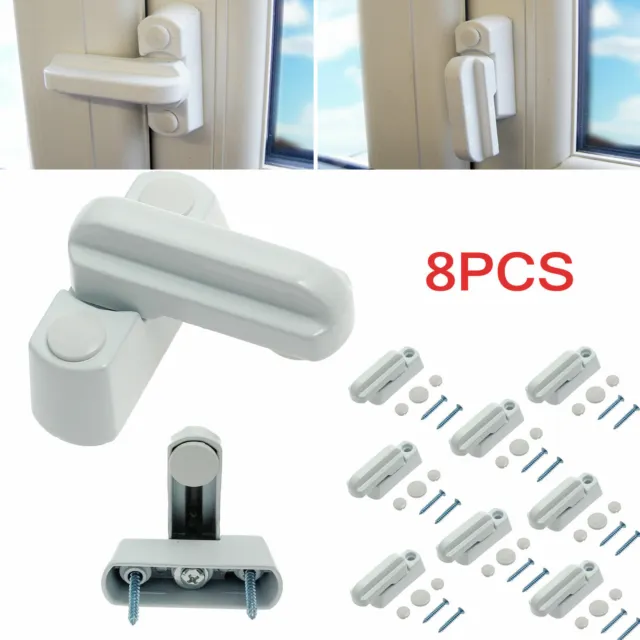 4/8Pcs T Type Window Safety Locks UPVC Door Sash Jammer Security Restrictor Lock