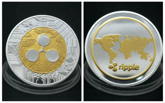 10x Coins XRP Ripple Iron Plated Collectible Crypto Coin in plastic case