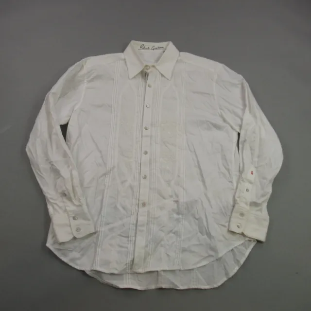Robert Graham Shirt Mens Large Long Sleeve Button Front White Cotton Floral