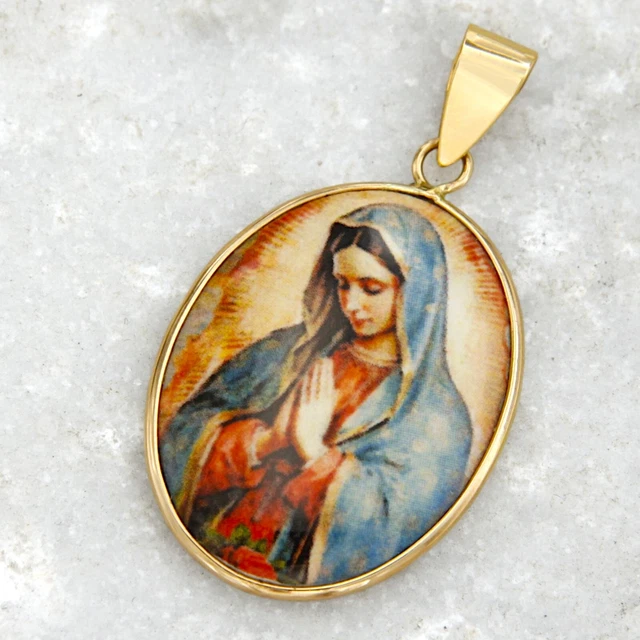 14CT YELLOW GOLD Virgin Virgen Our Lady of de Guadalupe Religious ...