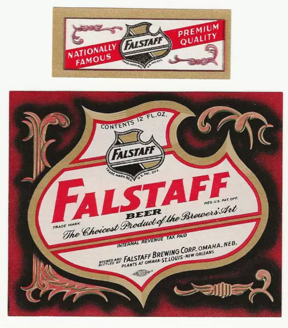 Falstaff Brewing Beer label with neck IRTP Omaha NE
