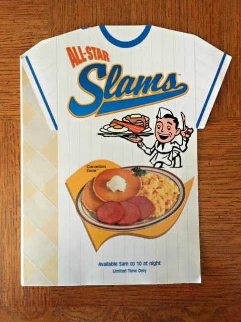 Vintage Denny's Restaurant Menu "All Star Slams" Unique Die-Cut Excellent 1998