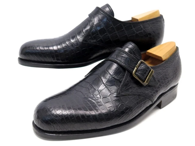 Neuf Chaussures Jm Weston 531 6E 40 Mocassins A Boucle Cuir Crocodile Noir 5500€