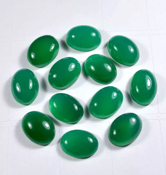 Bello Lotto Verde Onice 7x9mm A 12x16mm Ovale Cabochon Mano Sfuso Gemestone 2