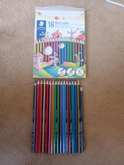 Set Of 18 Staedtler Norris Colour Pencils Used In Box