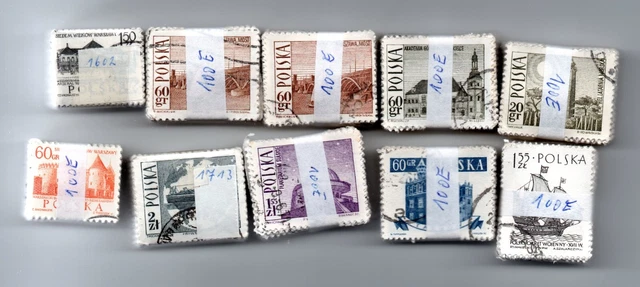 Polen, 10 Bündel Briefmarken à 100 Stück, gestempelt