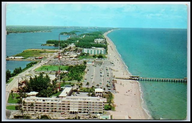 Postcard Aerial View Beach And Casino Lake Worth FL U32