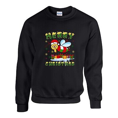 Merry Christmas Jumper, Funny Novelty Bee Santa Hat Xmas Sweatshirt Unisex Top