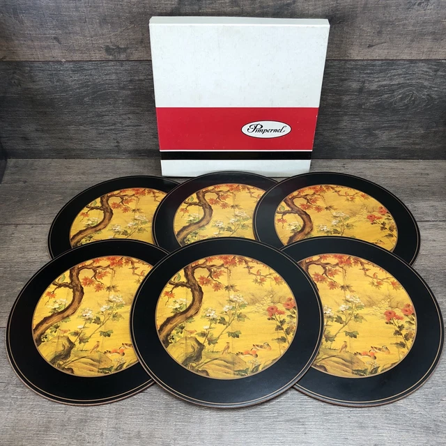 PIMPERNEL CHINESE SCREEN 6x Round Placemats Table Mats Vintage Retro £