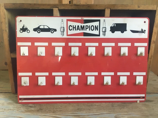 Vecchio Espositore In Plastica Pannello Candele Champion Con Ganci Pubblicità Vecchio Espositore In Plastica Pannello Candele Champion Con Ganci Pubblicità
